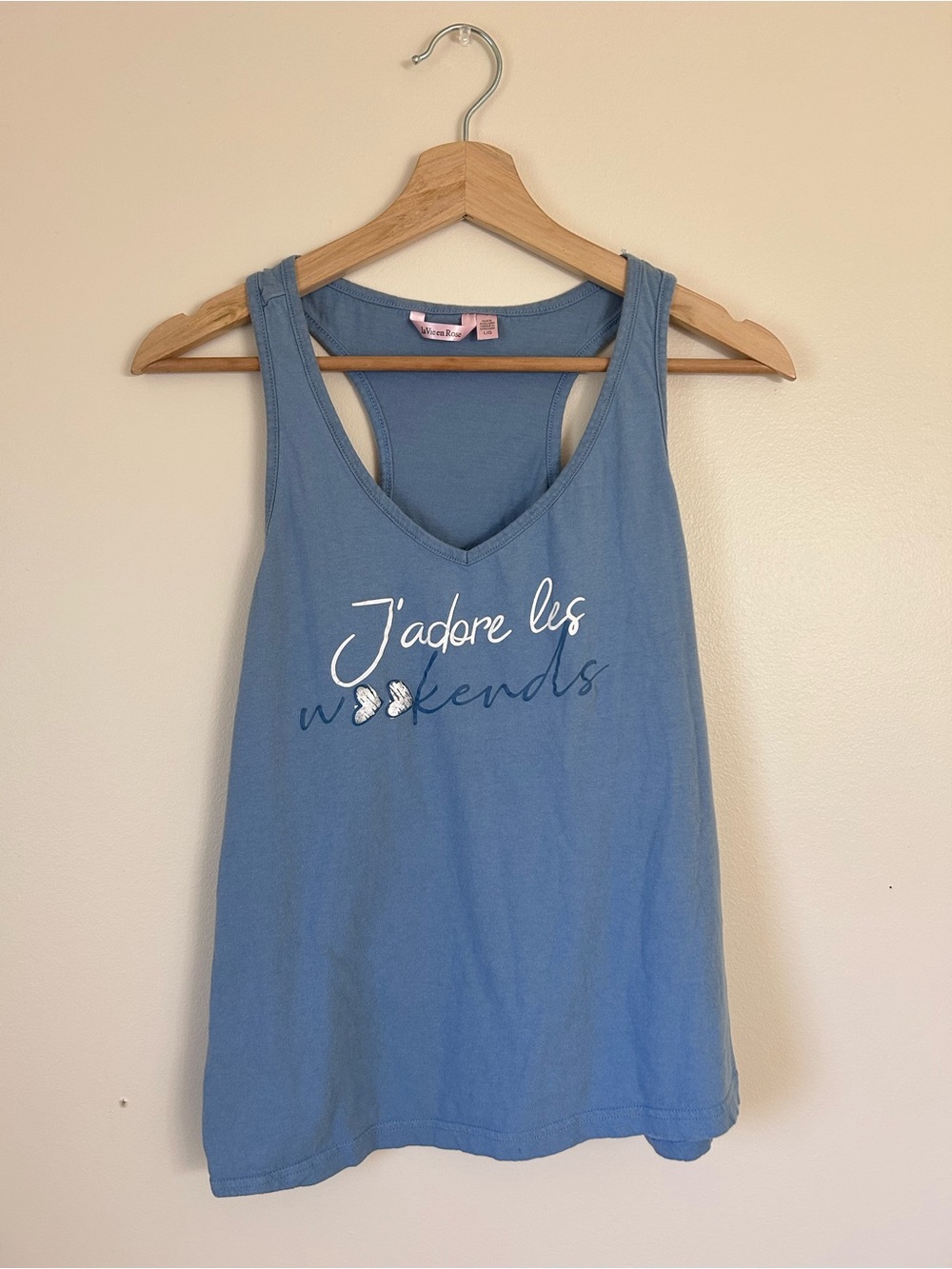 La Vie En Rose Blue Graphic Racerback Tank Top - J'adore les Weekends | Large